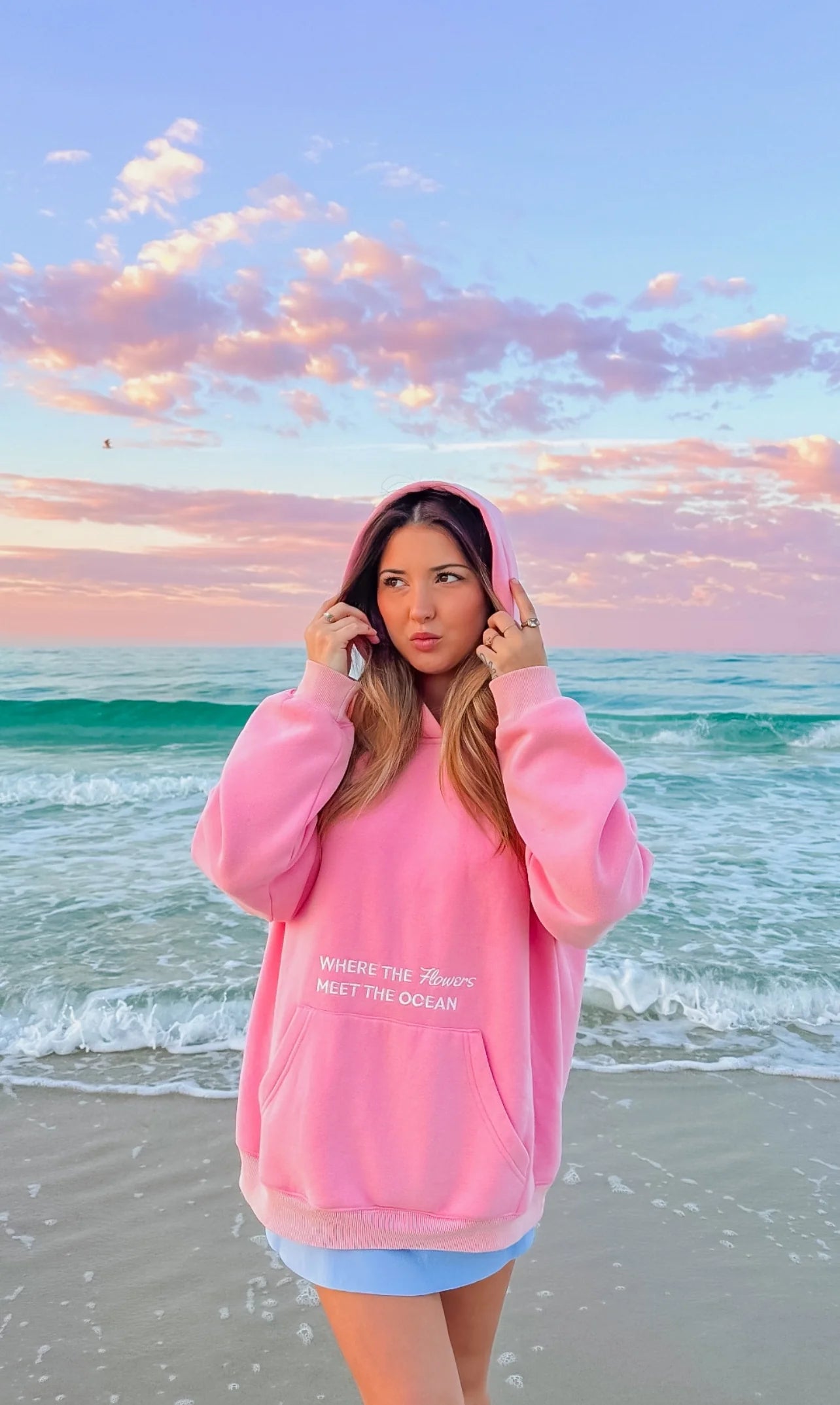 Where the Flowers Meet the Ocean - Bubblegum Pink