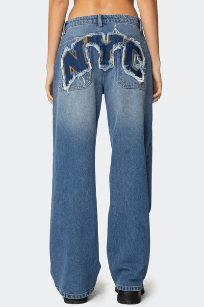 NYC Washed Low Rise Jeans