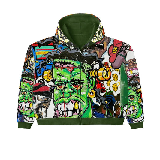 Green Psy Graphic Zip-